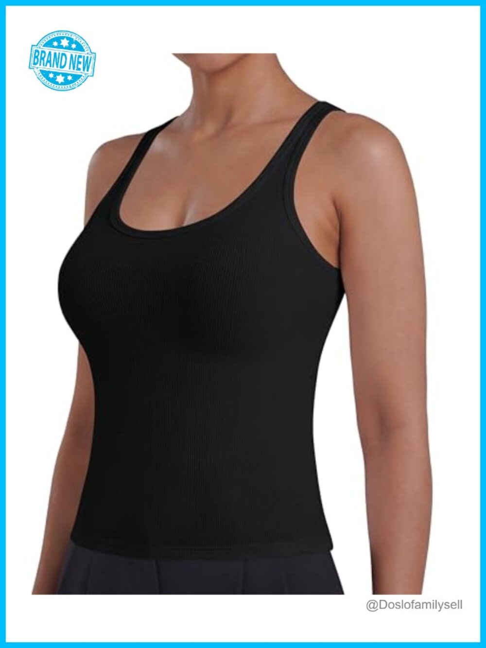 Lyocell Ribbed Racerback Tank Top, Fitted Sleeveless Summer Top - Picture 1 of 5